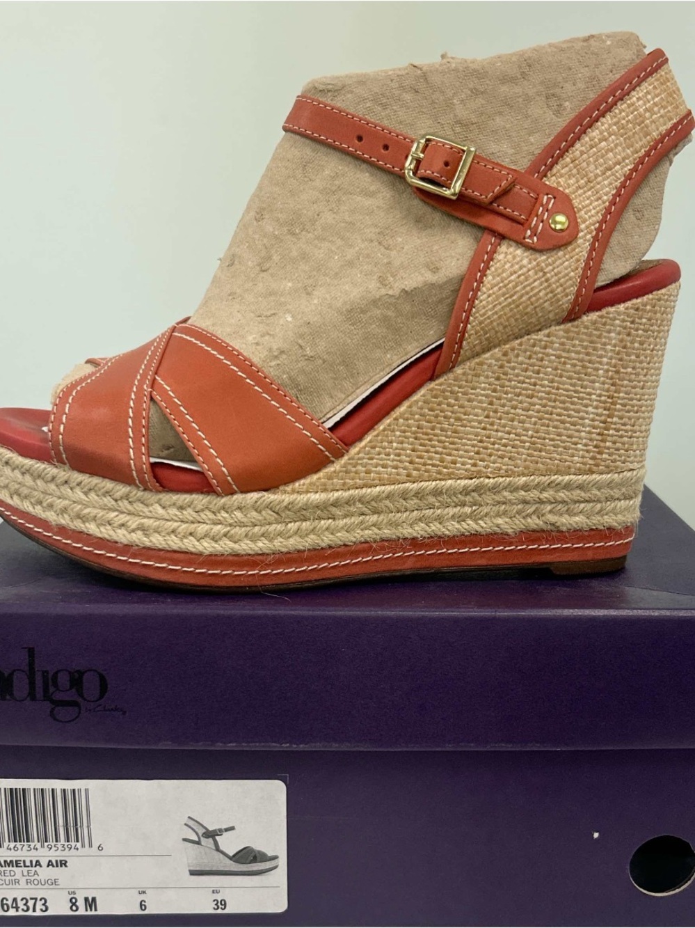 Women’s Rust Espadrille Wedge Sandals with Ankle Strap